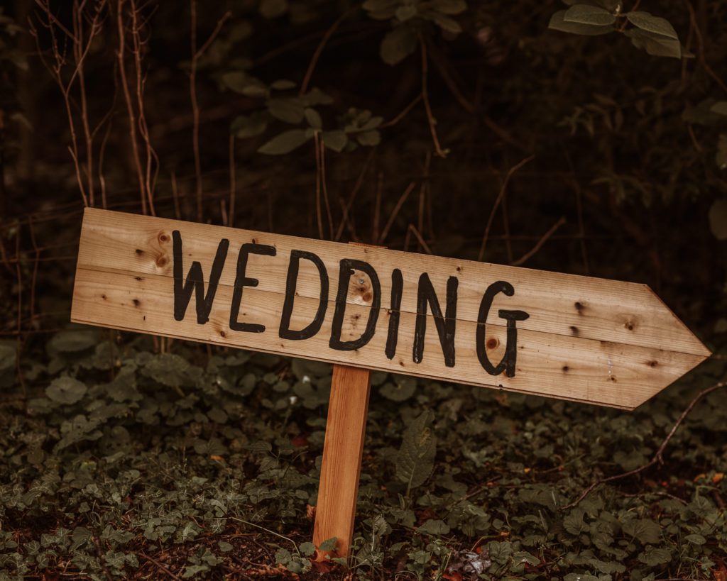 handmade and rustic wedding sign