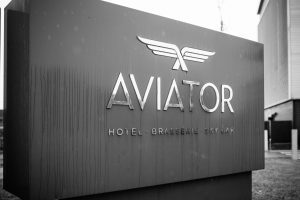 The Aviator exterior shot in B&W