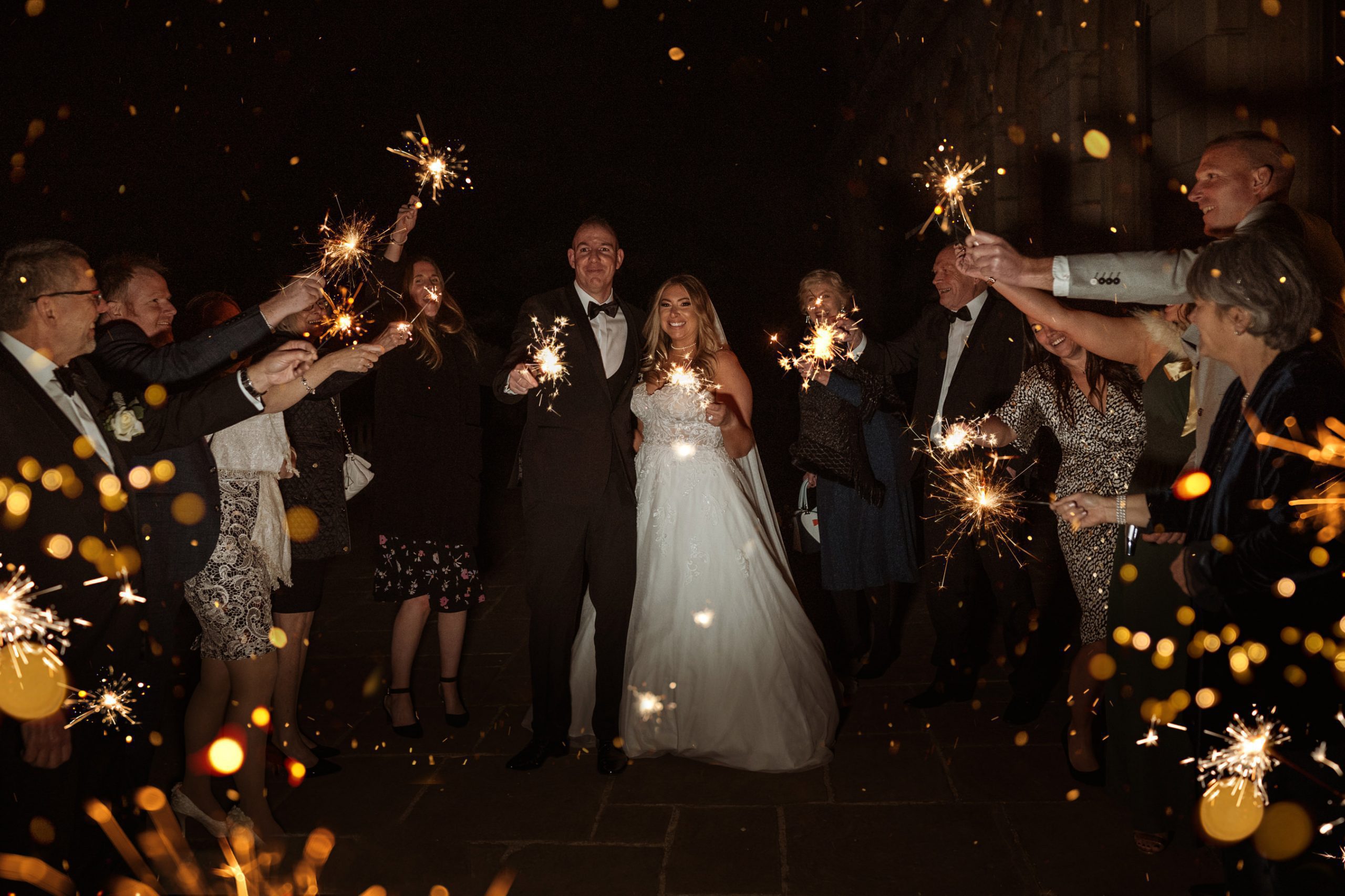 sparkler exit at Cliveden House wedding