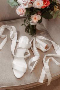 wedding shoes on chair